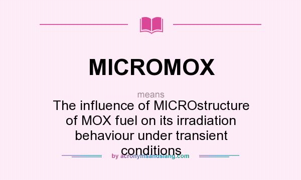 What does MICROMOX mean? It stands for The influence of MICROstructure of MOX fuel on its irradiation behaviour under transient conditions