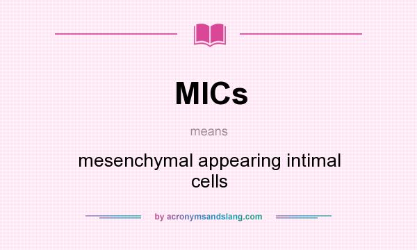 What does MICs mean? It stands for mesenchymal appearing intimal cells