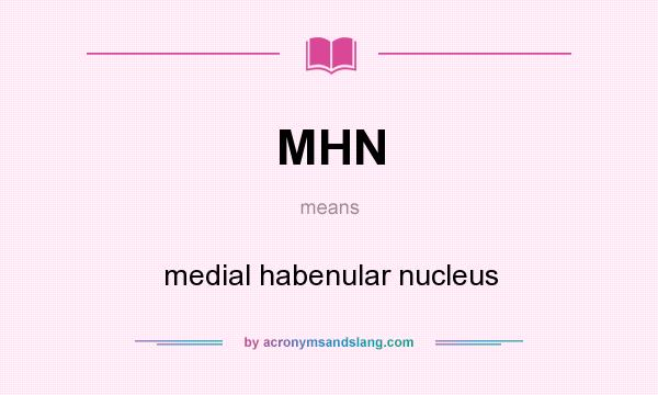 What does MHN mean? It stands for medial habenular nucleus