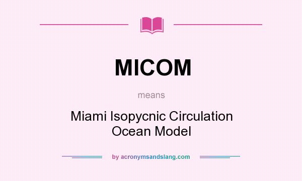 What does MICOM mean? It stands for Miami Isopycnic Circulation Ocean Model