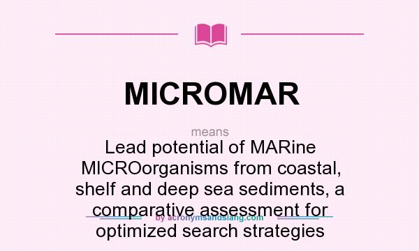 What does MICROMAR mean? It stands for Lead potential of MARine MICROorganisms from coastal, shelf and deep sea sediments, a comparative assessment for optimized search strategies