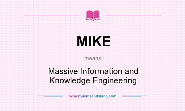 What does MIKE mean? It stands for Massive Information and Knowledge Engineering