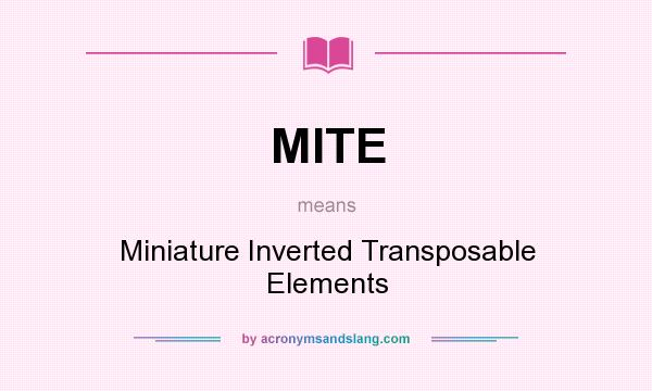 What does MITE mean? It stands for Miniature Inverted Transposable Elements