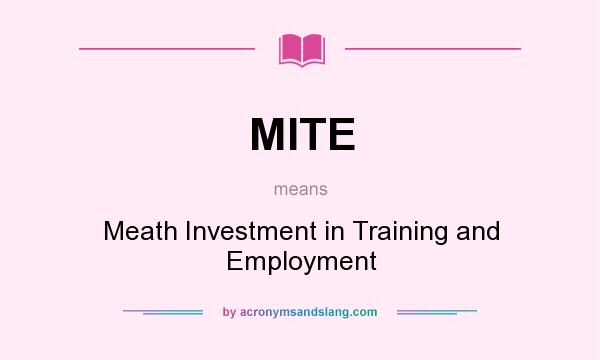 What does MITE mean? It stands for Meath Investment in Training and Employment