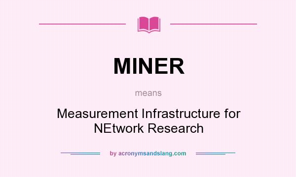 What does MINER mean? It stands for Measurement Infrastructure for NEtwork Research