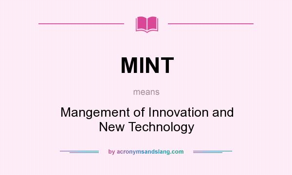 What does MINT mean? It stands for Mangement of Innovation and New Technology
