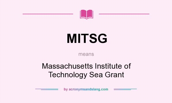 What does MITSG mean? It stands for Massachusetts Institute of Technology Sea Grant