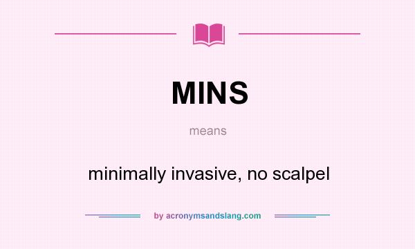 What does MINS mean? It stands for minimally invasive, no scalpel