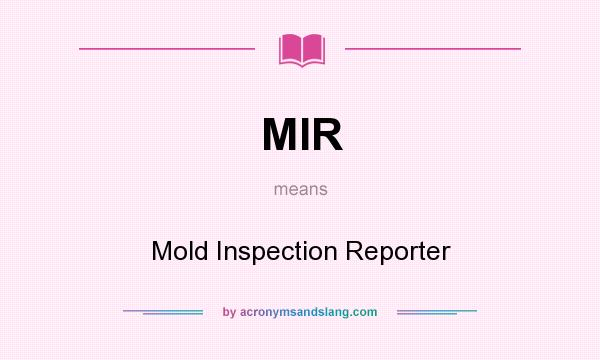 What does MIR mean? It stands for Mold Inspection Reporter