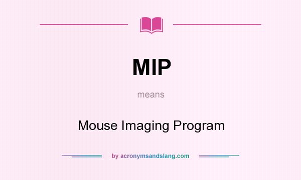 What does MIP mean? It stands for Mouse Imaging Program