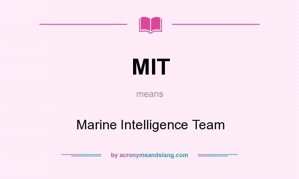 What does MIT mean? It stands for Marine Intelligence Team