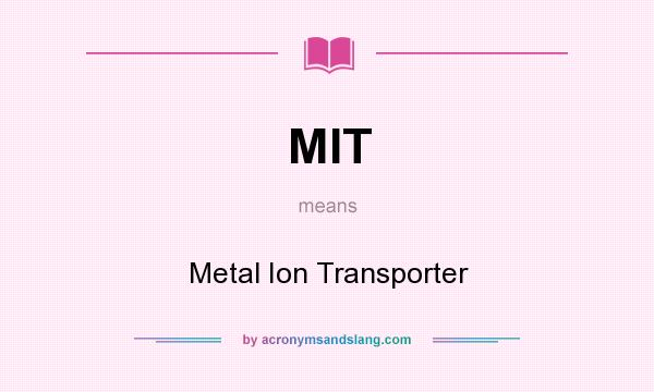 What does MIT mean? It stands for Metal Ion Transporter