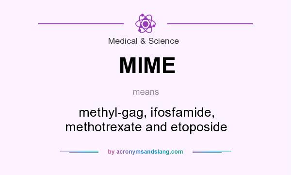 What does MIME mean? It stands for methyl-gag, ifosfamide, methotrexate and etoposide