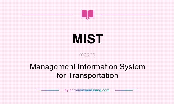 What does MIST mean? It stands for Management Information System for Transportation