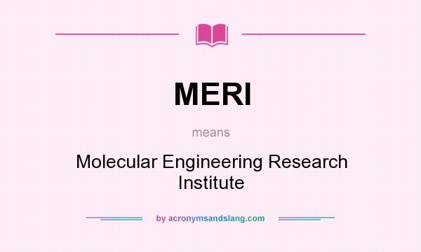 What does MERI mean? It stands for Molecular Engineering Research Institute