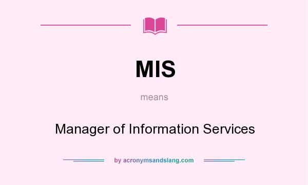 What does MIS mean? It stands for Manager of Information Services