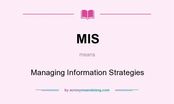 What does MIS mean? It stands for Managing Information Strategies