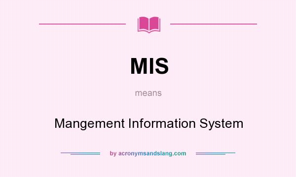 What does MIS mean? It stands for Mangement Information System