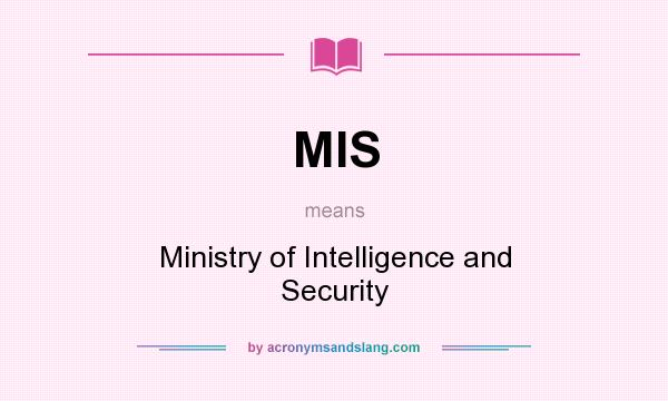 What does MIS mean? It stands for Ministry of Intelligence and Security