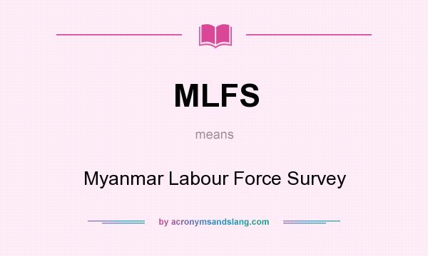 What does MLFS mean? It stands for Myanmar Labour Force Survey
