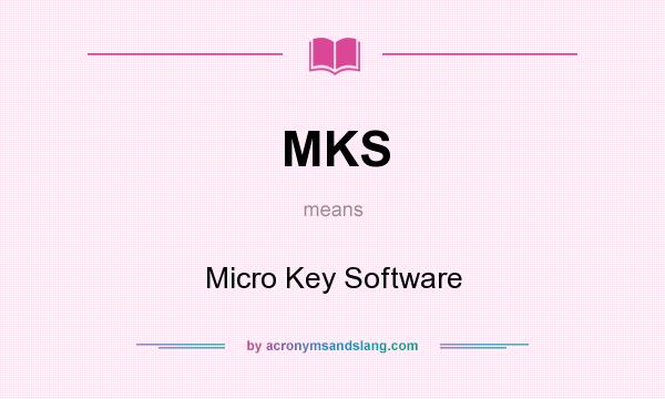 What does MKS mean? It stands for Micro Key Software