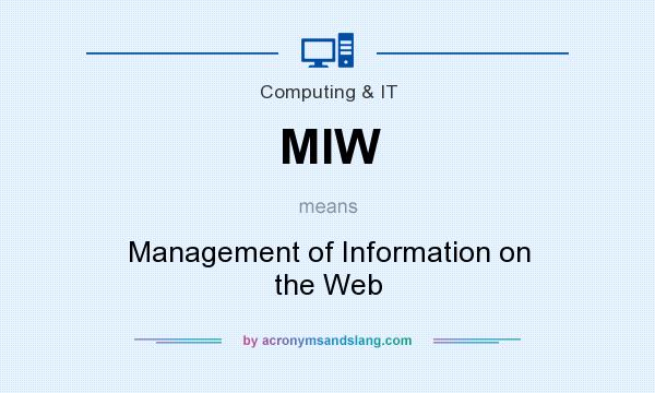 What does MIW mean? It stands for Management of Information on the Web