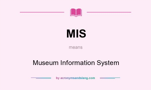 What does MIS mean? It stands for Museum Information System