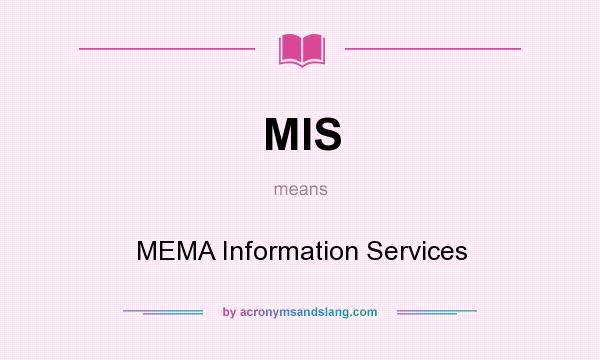 What does MIS mean? It stands for MEMA Information Services