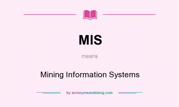 What does MIS mean? It stands for Mining Information Systems